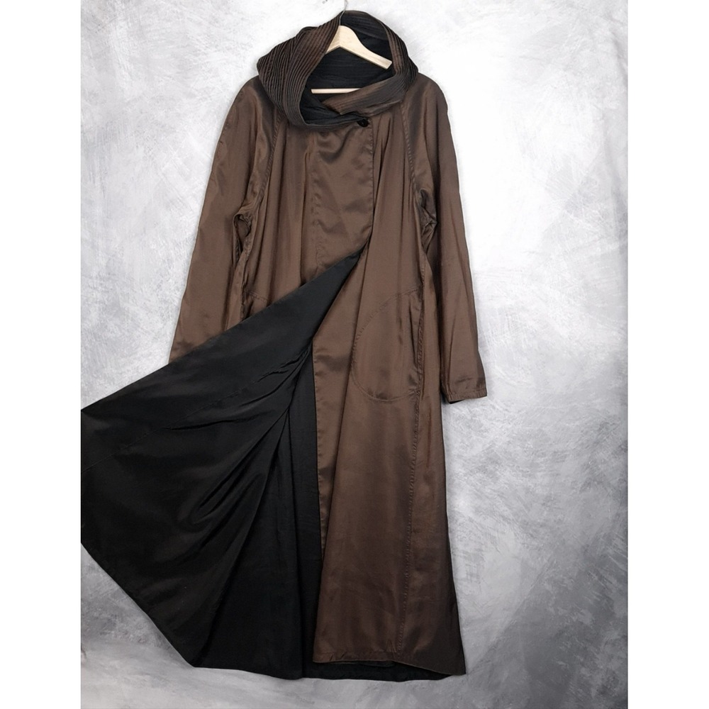 Mycra Pac Coat Womens S/M Brown Black Donatella Reversible Cloak Hood Rain Coat